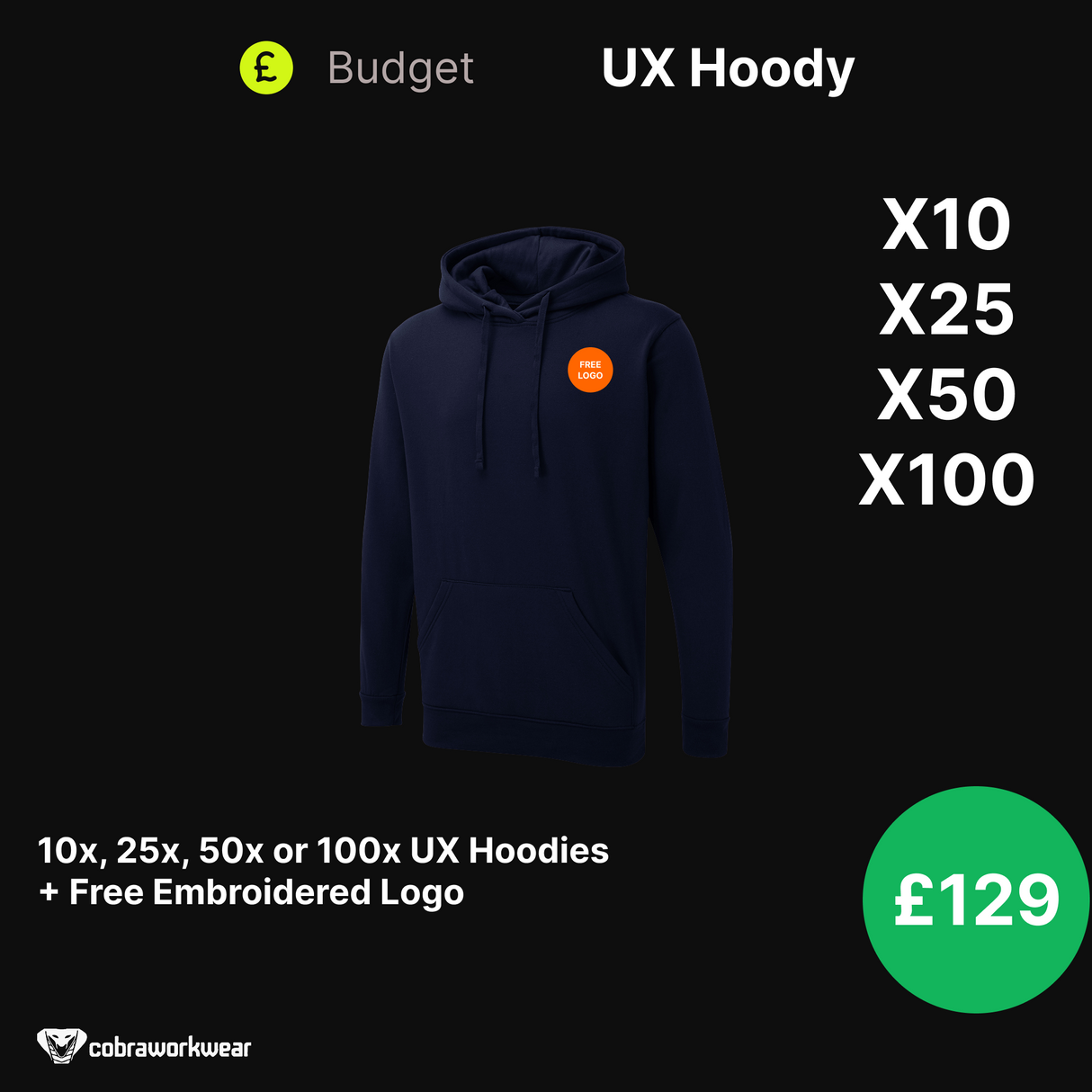 UX Hoodie Package x10, x25, x50, x100